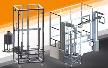 Can/stopper lift for connection to filling lines