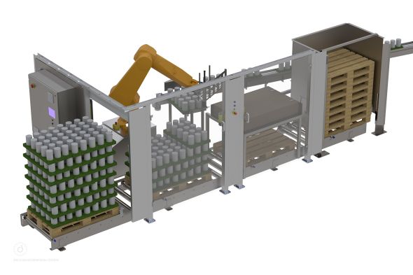 Dessl Maschinenbau Palettieranlage für Joghurtbecher