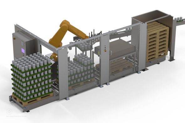 Dessl Maschinenbau Palettieranlage für Joghurtbecher